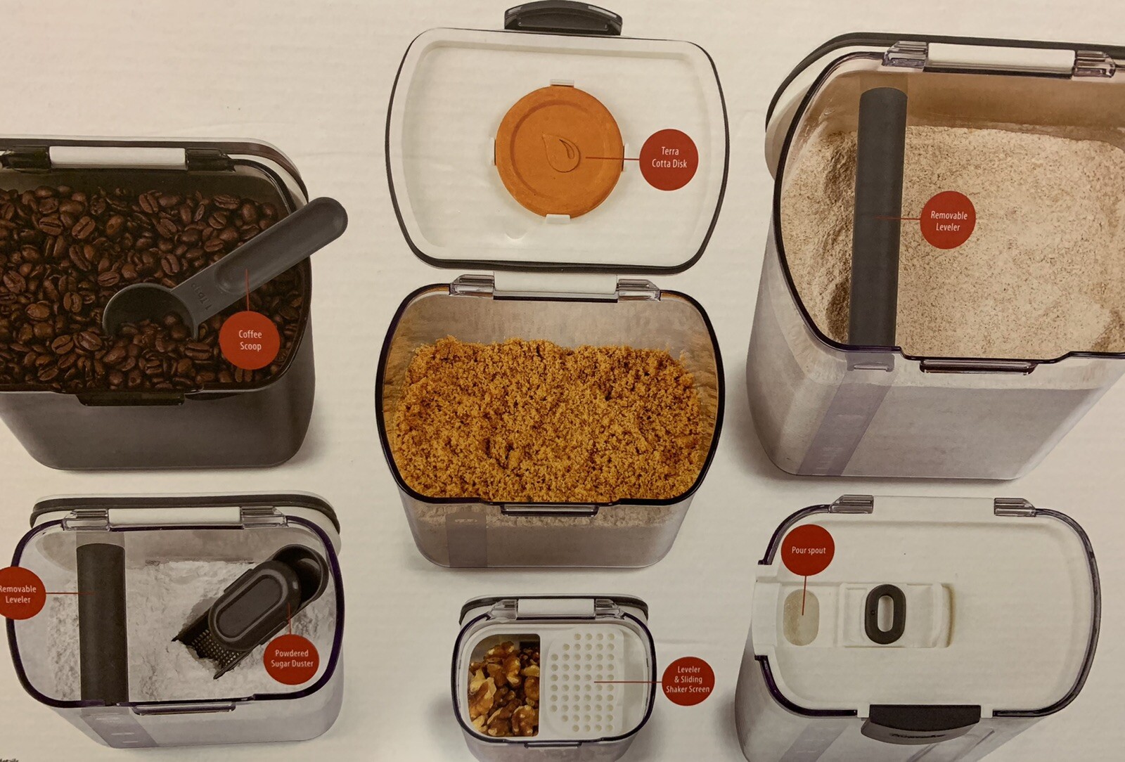 ProKeepers, 6Pc – Bakers Kitchen Food Storage Container Set | Flour Sugar +++