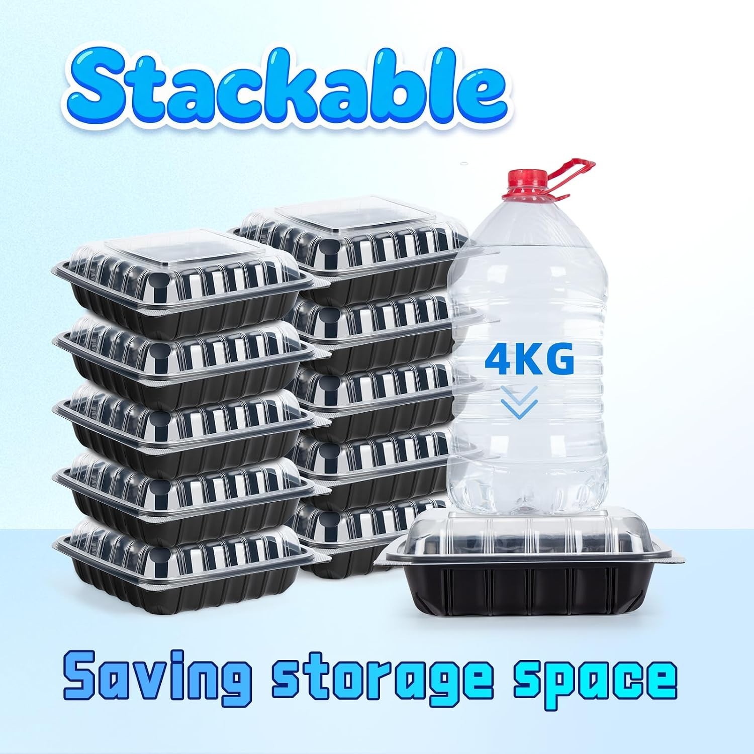25-Pack 34oz Clamshell Containers | Leakproof, Anti-Fog Lid