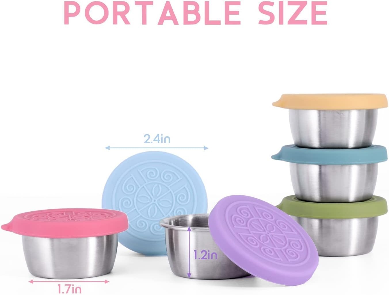 6×1.6oz Stainless Steel Sauce Cups – Leak-Proof, Perfect for Lunch Boxes