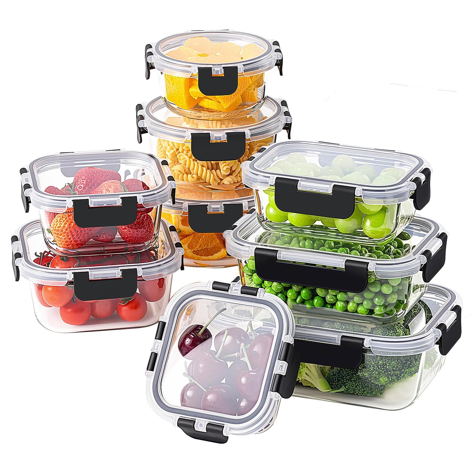 18 Piece Glass Food Storage Containers with Lids, Glass Meal Prep Containers,…