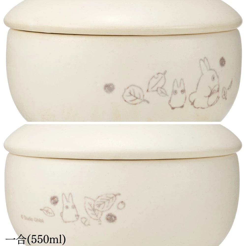 Banko Ware Totoro Ohitsu -Go Ceramic Continer for Cooked Rice White Ghibli Japan