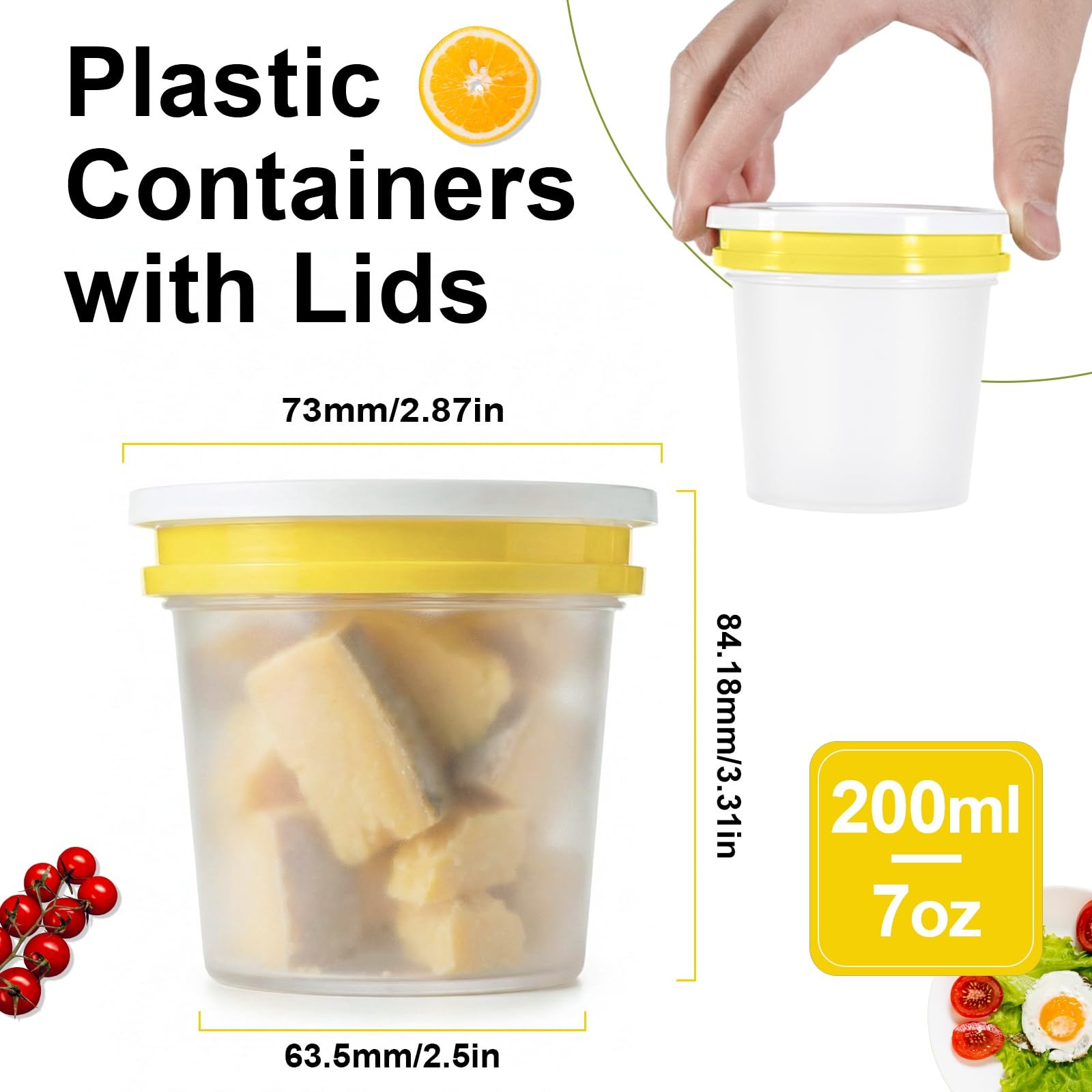 7 oz Plastic Food Containers with Screw Top Lids, Small Food Freezer Storage …