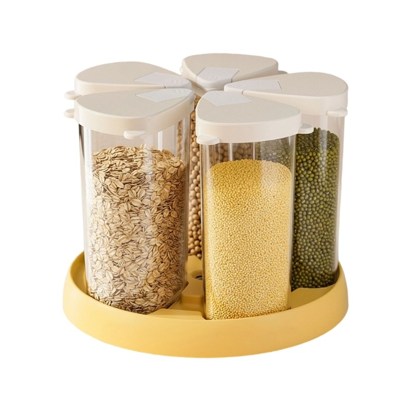 Clear Multiple Compartment Storage Bin With 360 Degree Rotation Mechanism