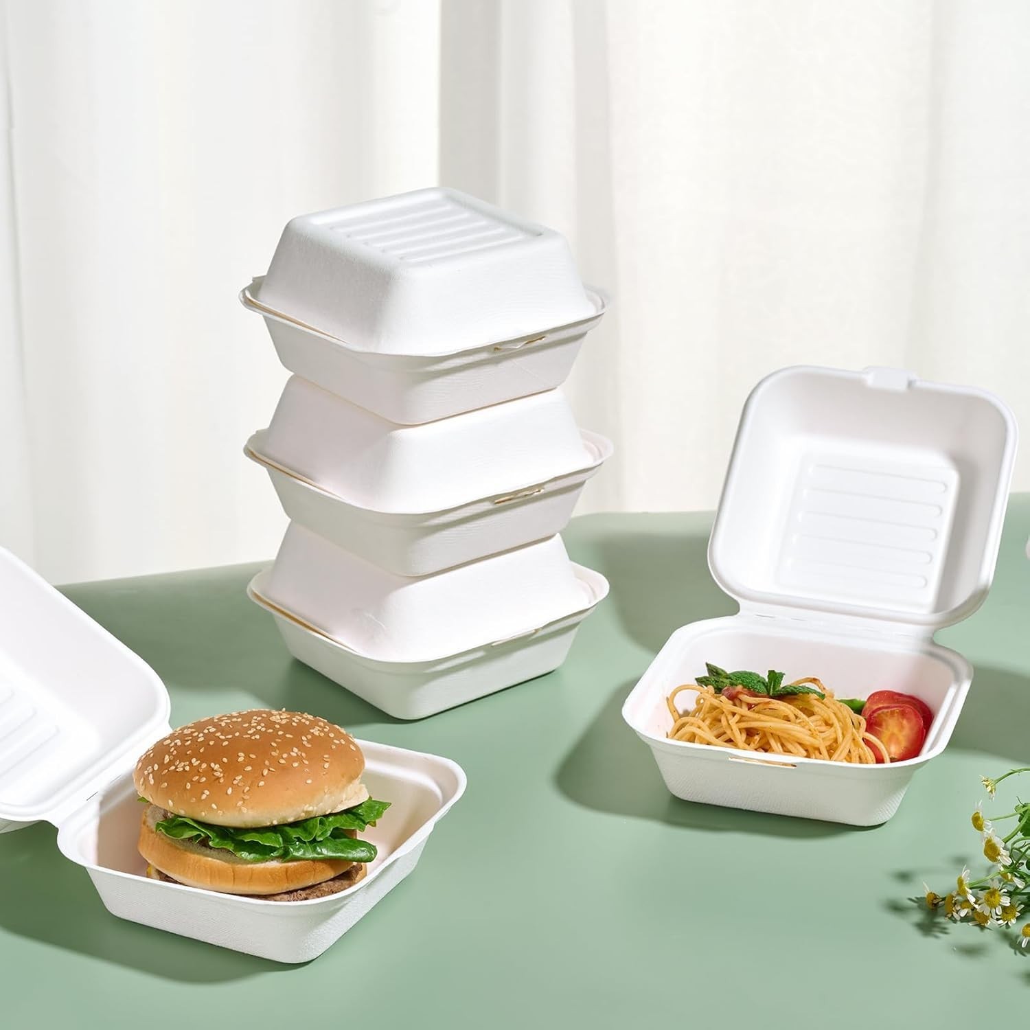 Clamshell Take Out Food Containers, [6 * 6″ 200-Pack] To Go Containers Dispos…