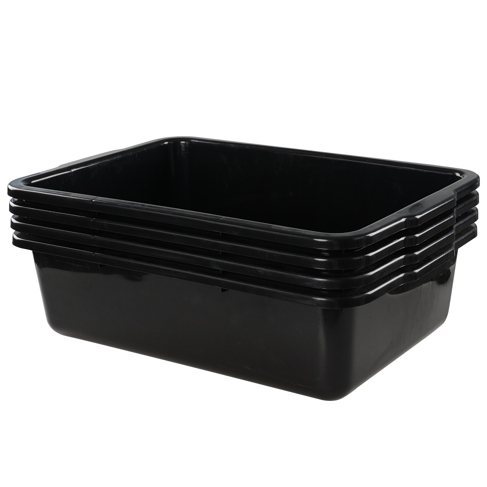 AnnkkyUS 4-pack 32 Liter Large Commercial Bus Tote, Black Utility Bus Tray Boxes