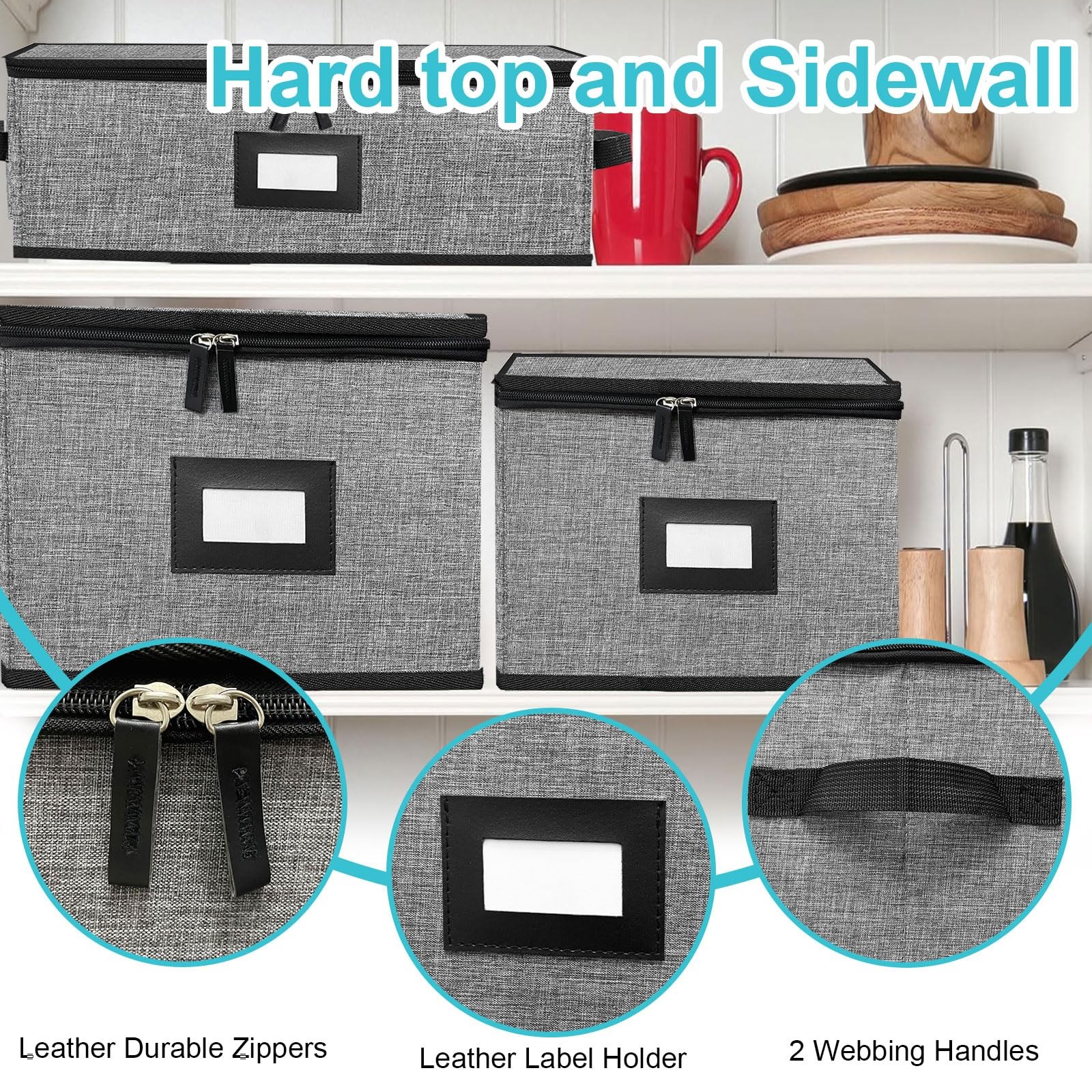 ouruer 5 PACK China Storage Containers-Quilted Mug Storage and Moving Boxes f…