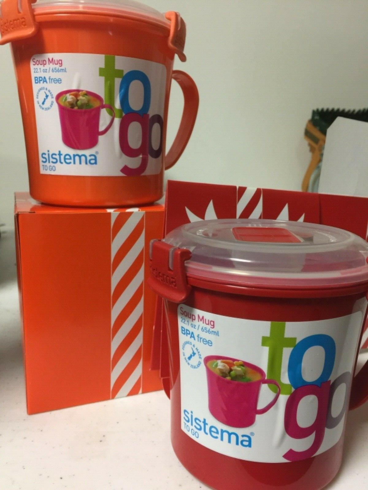 Brand New with gift boxes Sistema To-Go Soup Mug 22.1 oz Microwave Safe BPA free