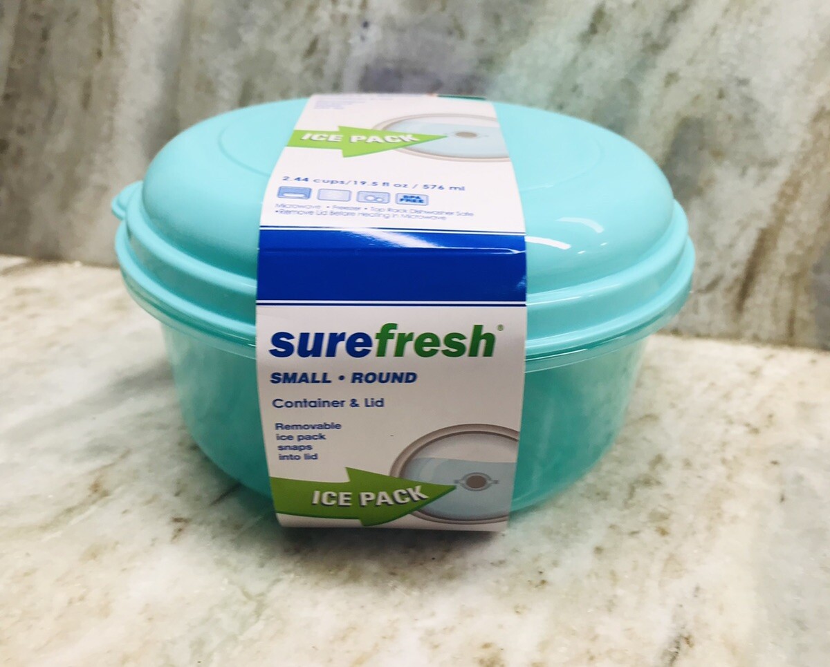Sure Fresh Small Round 2.44Cup/19.5floz/Removable Ice Pack-Read Dir. Before Use