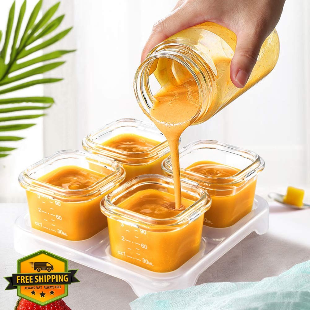 Matyz Glass Baby Food Containers Mint Green 4-Pack 3oz