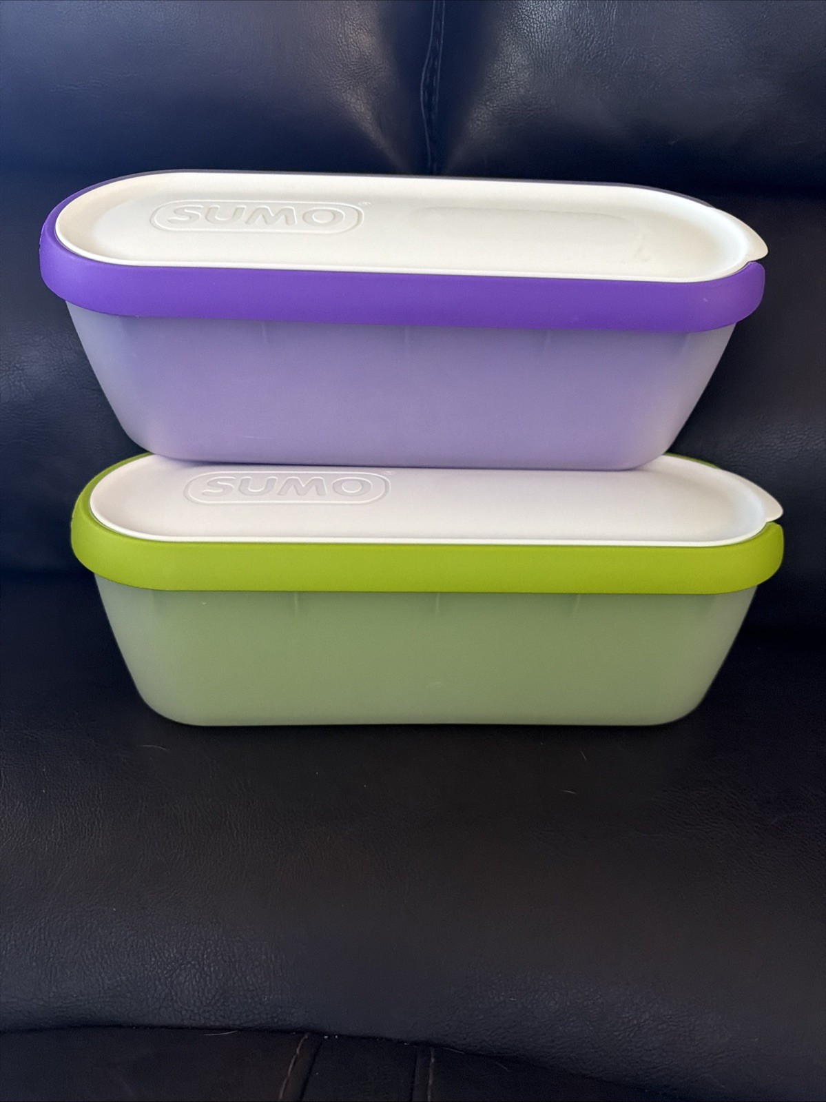 Set of 2 SUMO Homemade Ice Cream Containers (1.5 Qt Each) Purple & Green