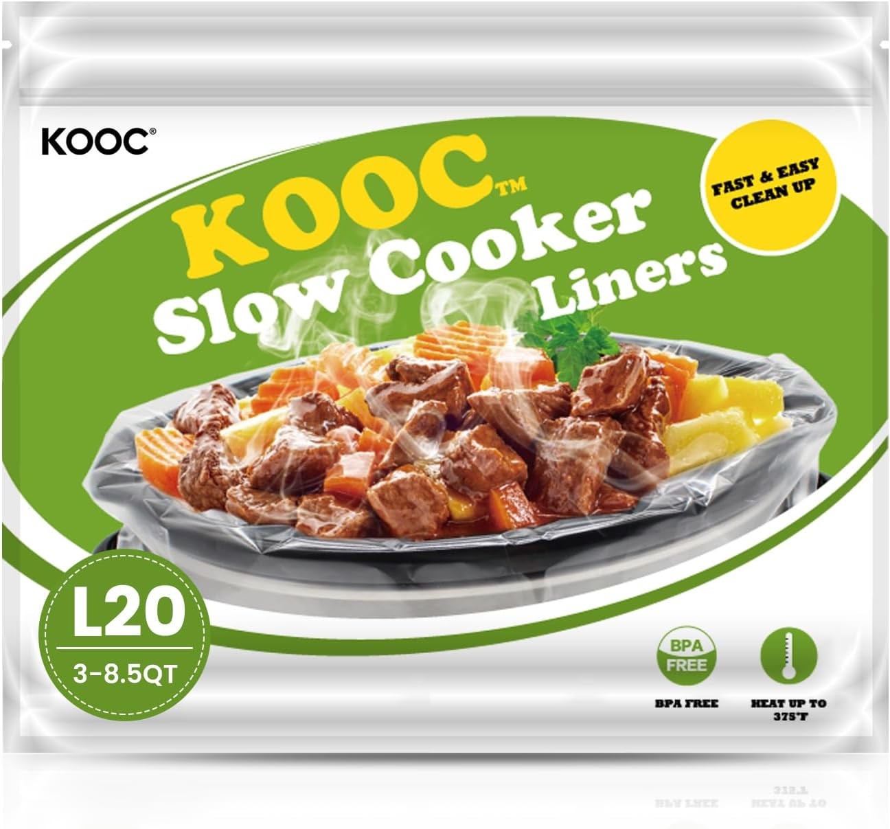 KOOC Slow Cooker Liners 13″x21″ 20 Count 20 count, NEW-L (Fits 3-8.5QT)