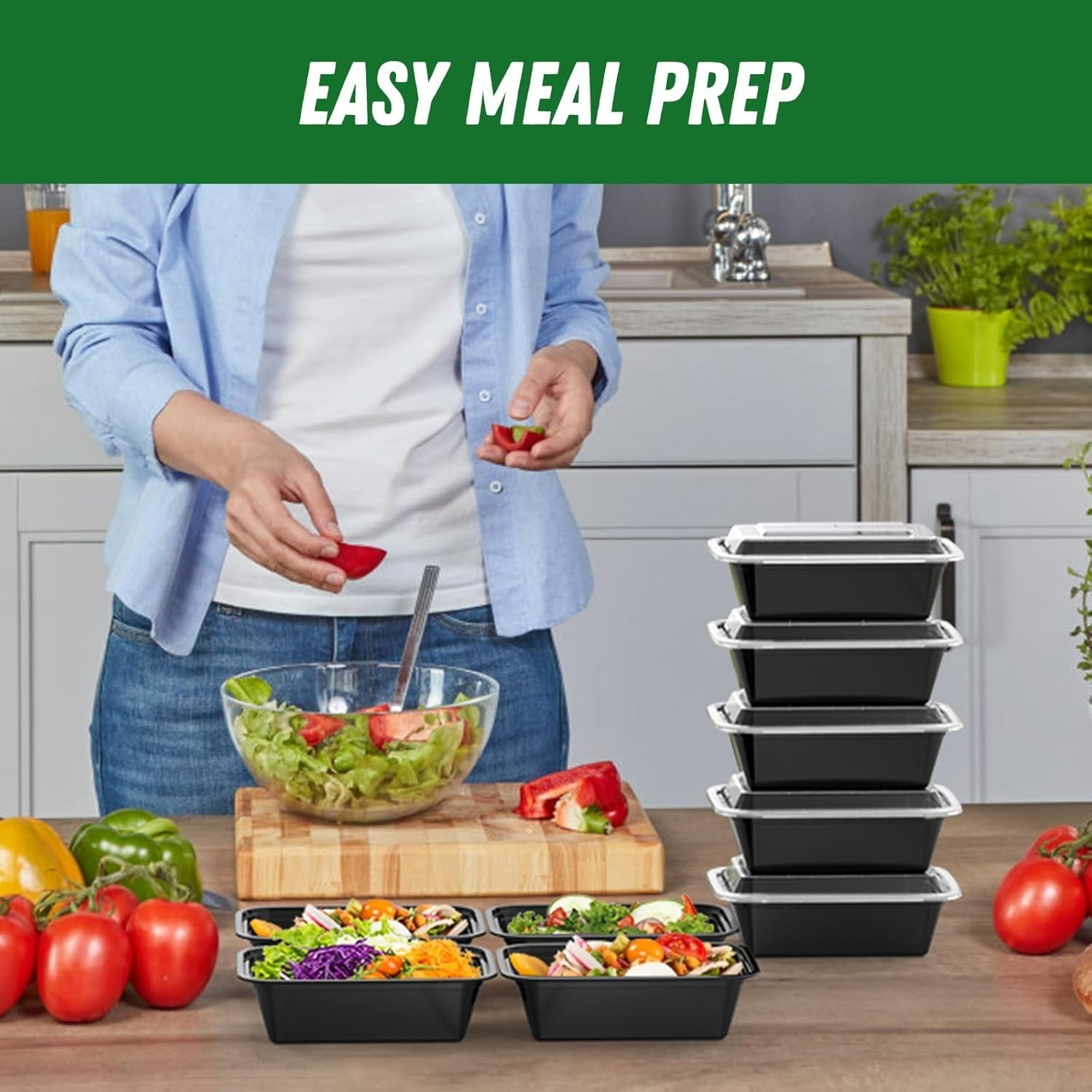 Versatile 50-Pack 24 oz Leakproof Food Storage Containers – Dishwasher Safe