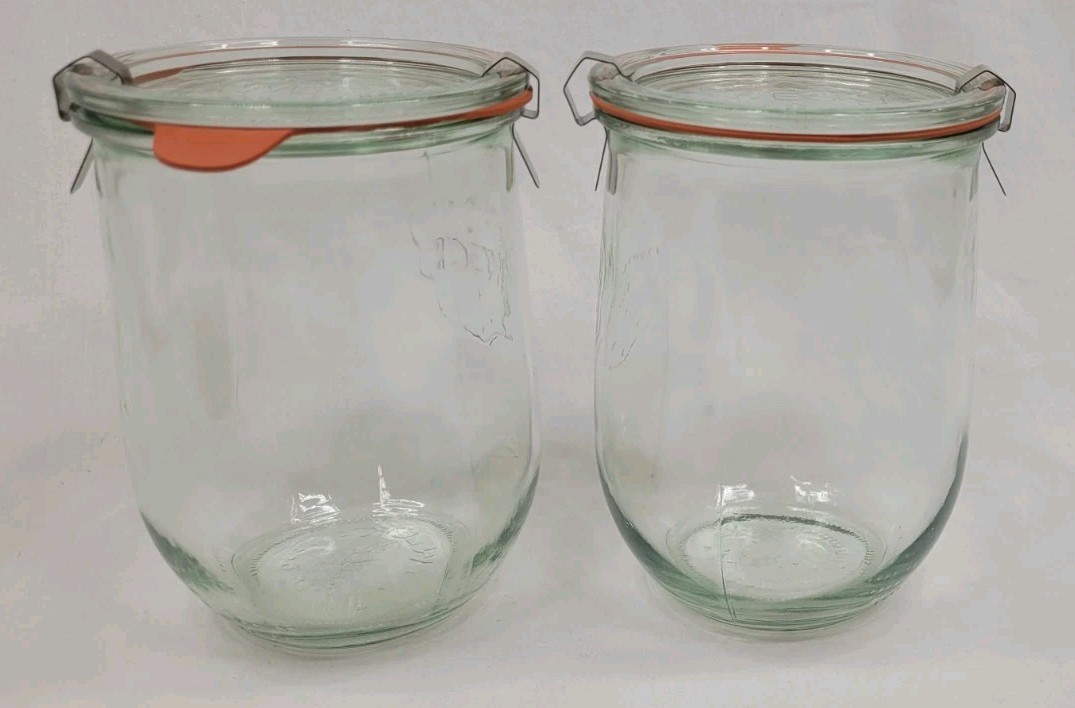 Weck Jars Large Tulip Jars 1 Liter (2 Jars) , WE-745 Yogurt Sourdough Ferment
