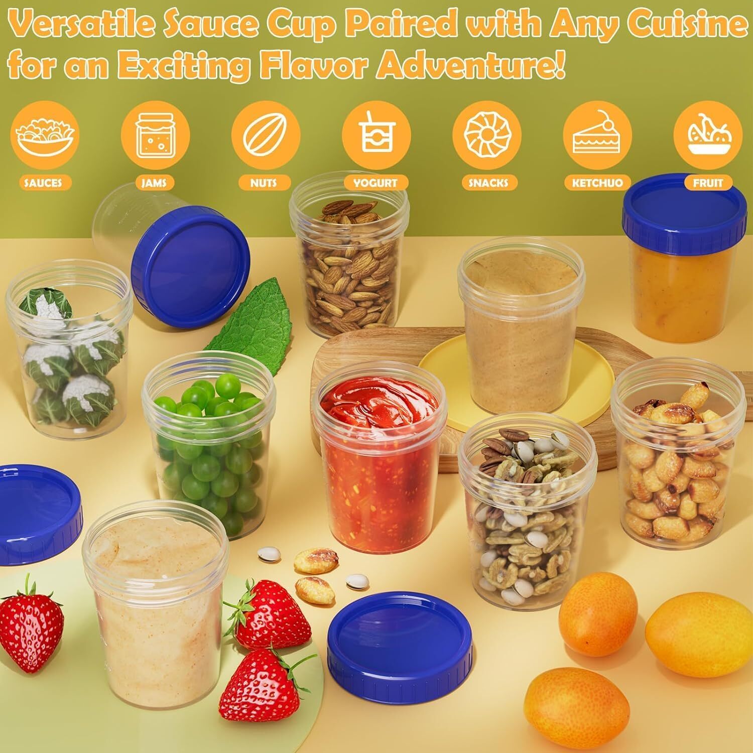 10 Pack 4Oz Salad Dressing Container to Go Small Containers with Lids Leakproof