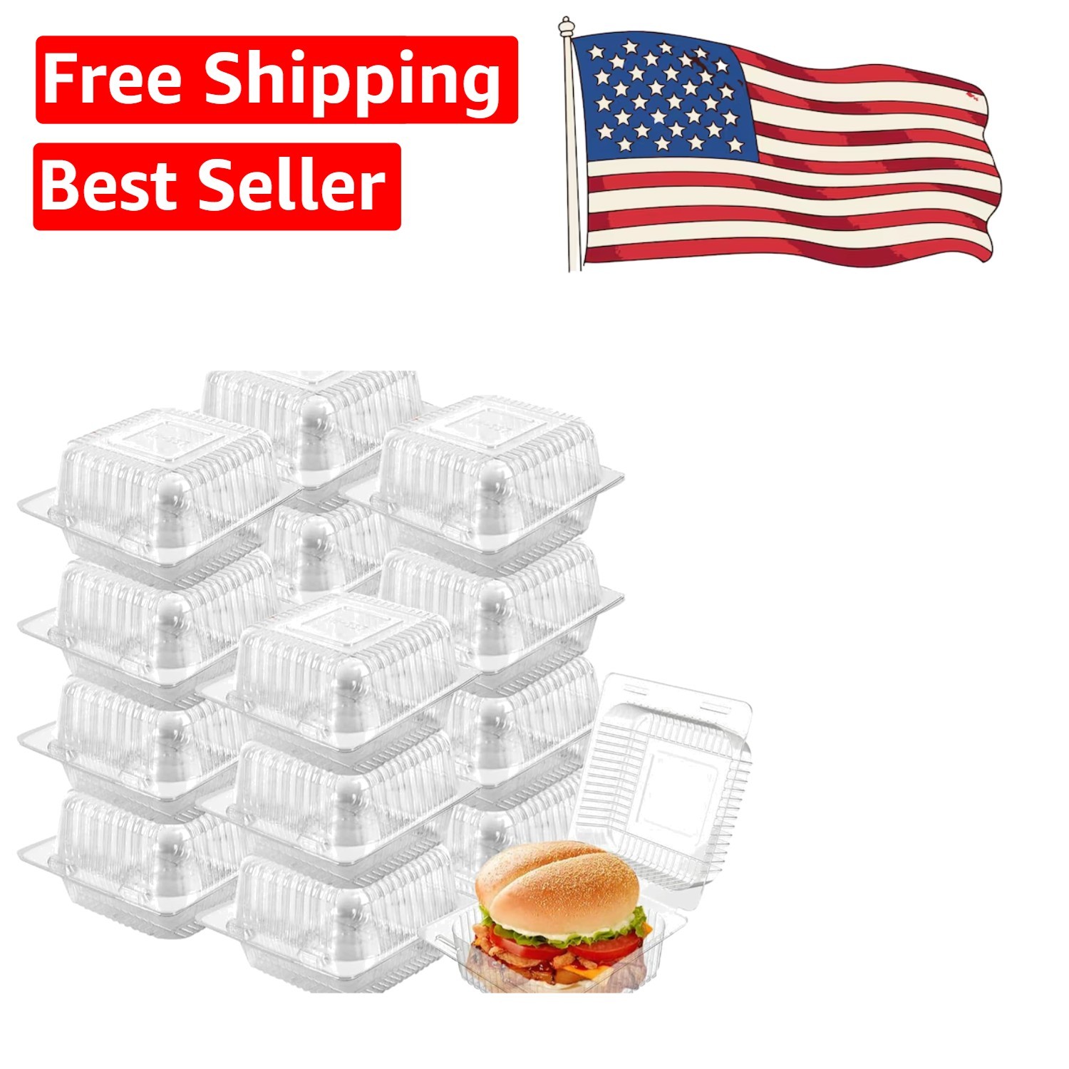 Elegant 5×5 Inch Clear Disposable Clamshell Container Pack for Food Presentation