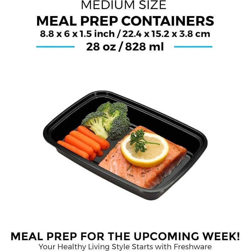 Meal Prep Containers 50 Pack Bento Boxes Dishwasher Microwave Safe Food Storage