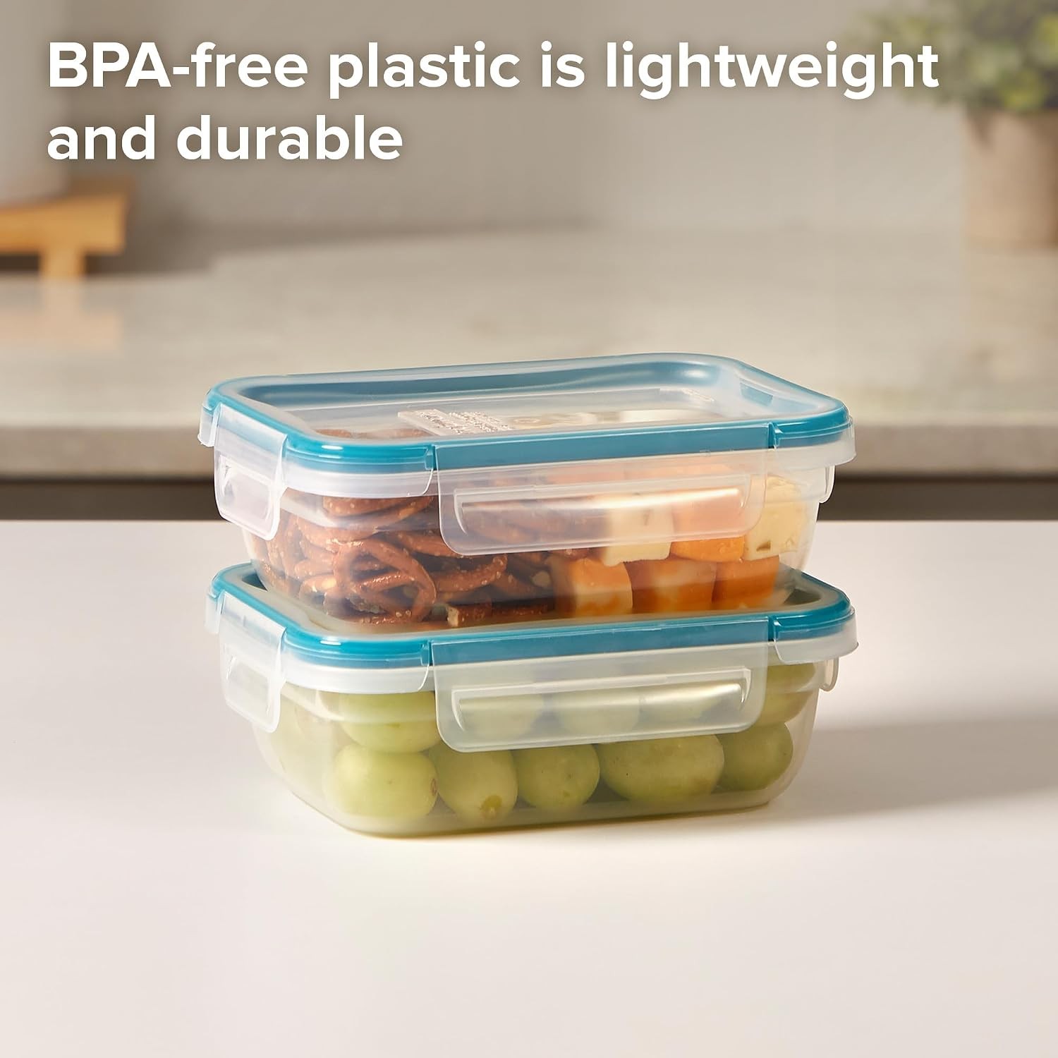 Plastic Total Solution 2-Pack (3-Cup) Food Storage Containers Set, Leakproof &