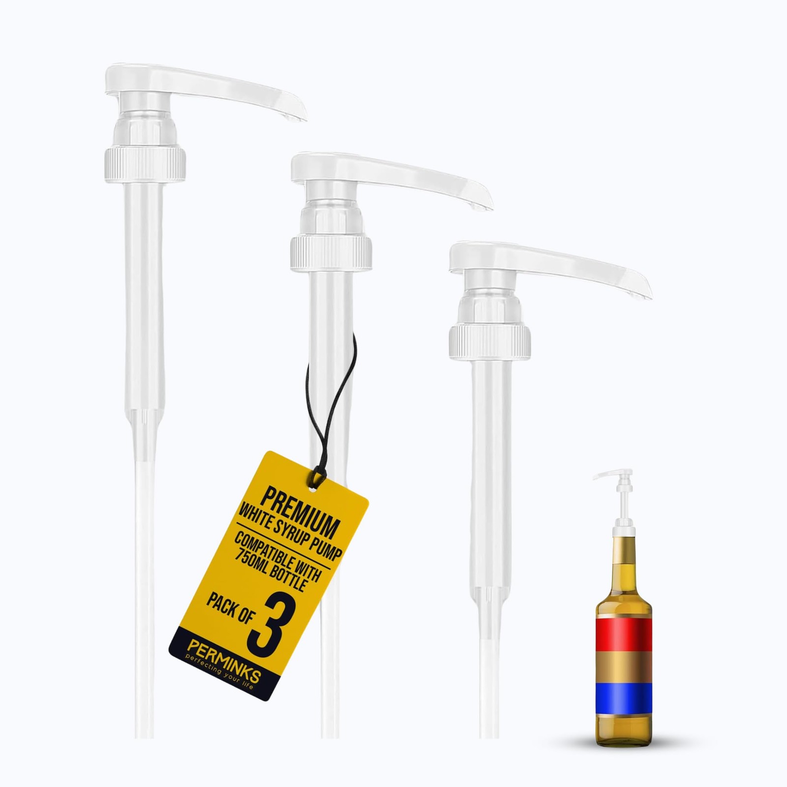 Syrup Pump Dispenser for 750ml Bottles – No Spill, No Clog, 3-Pack