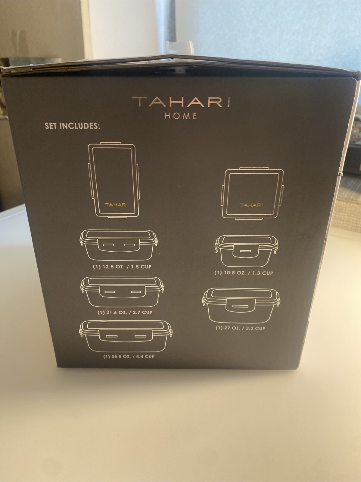 Tahari Home 18K Signature Series 10-Piece Glass Food Storage Set Sealed zat