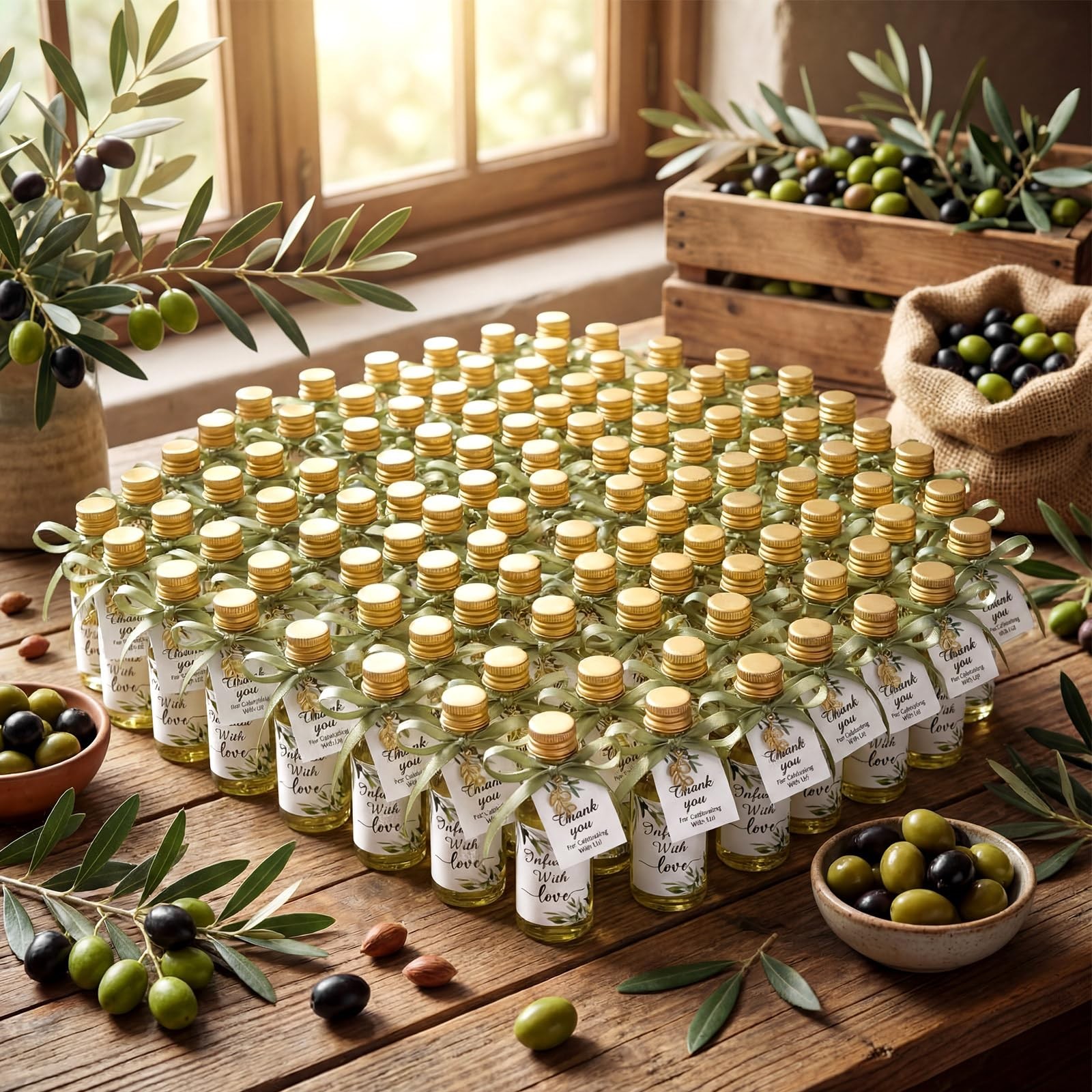 Mini Olive Oil Bottles 2 oz Small Homemade Plastic with Caps Funnels and Tags…