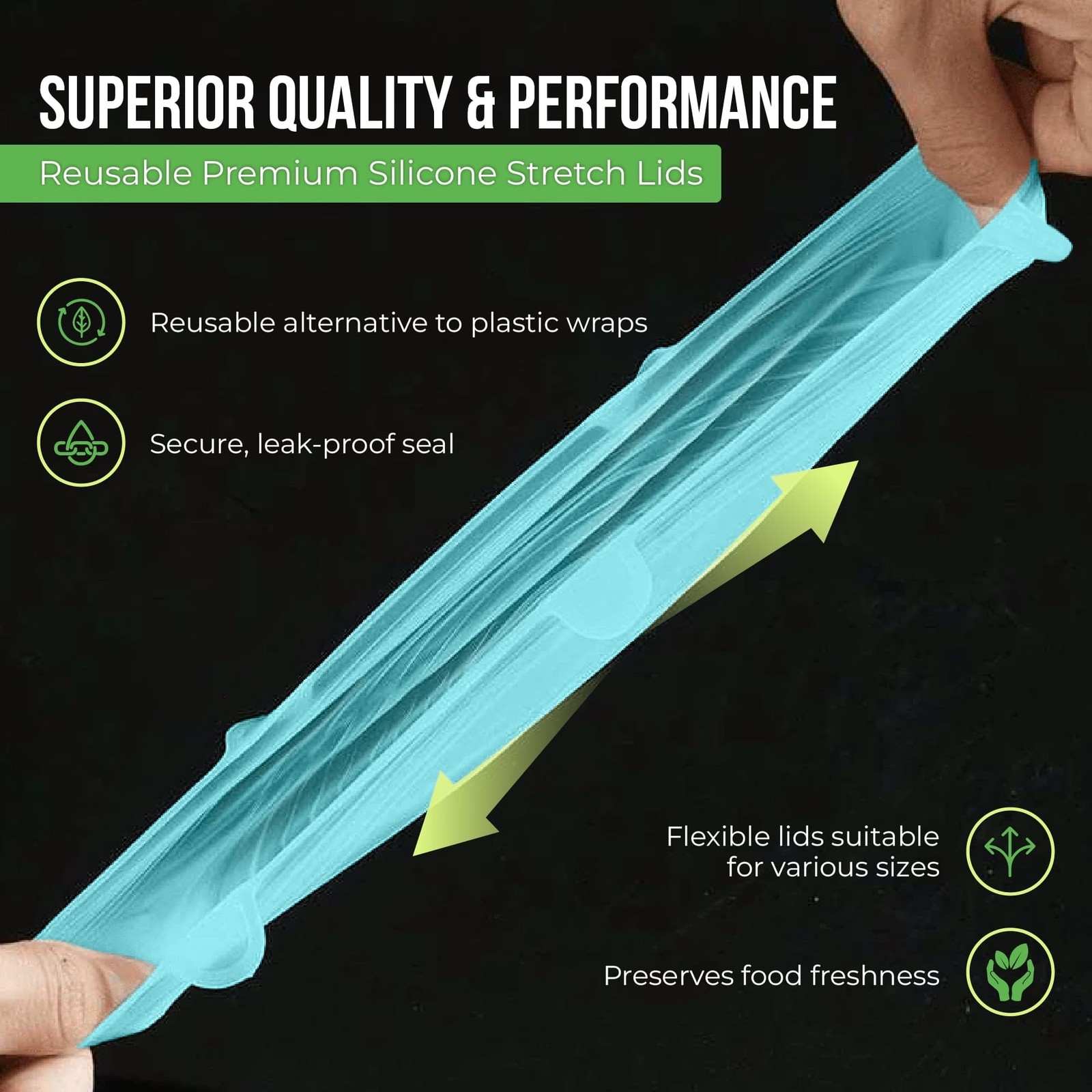 Reusable Silicone Stretch Lids for Food Storage in Fridge Elastic HeatResist…