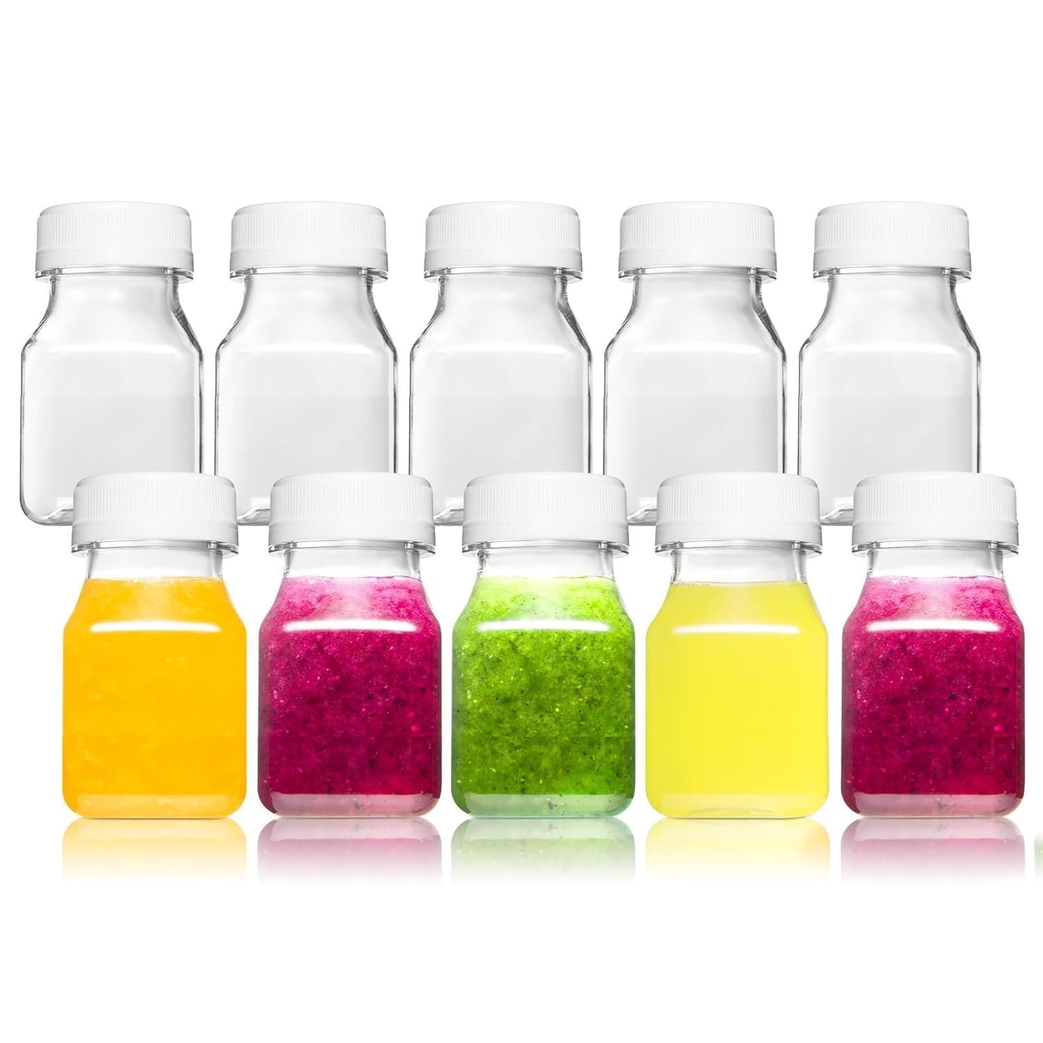 10PCS 2oz Plastic Shot Bottles with Caps Leakproof BPA Free