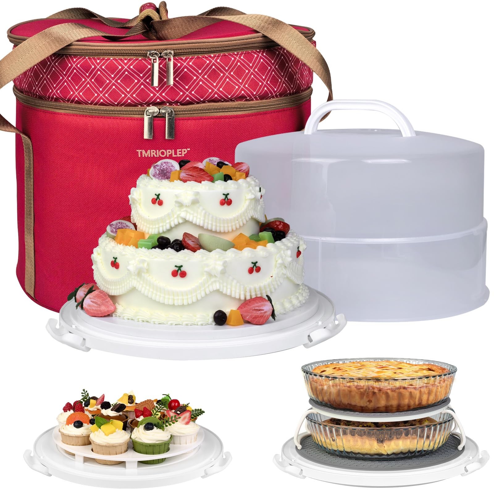 12 Inch Cake carrier Container with Lid and Handles Includes Insulated Bag fo…