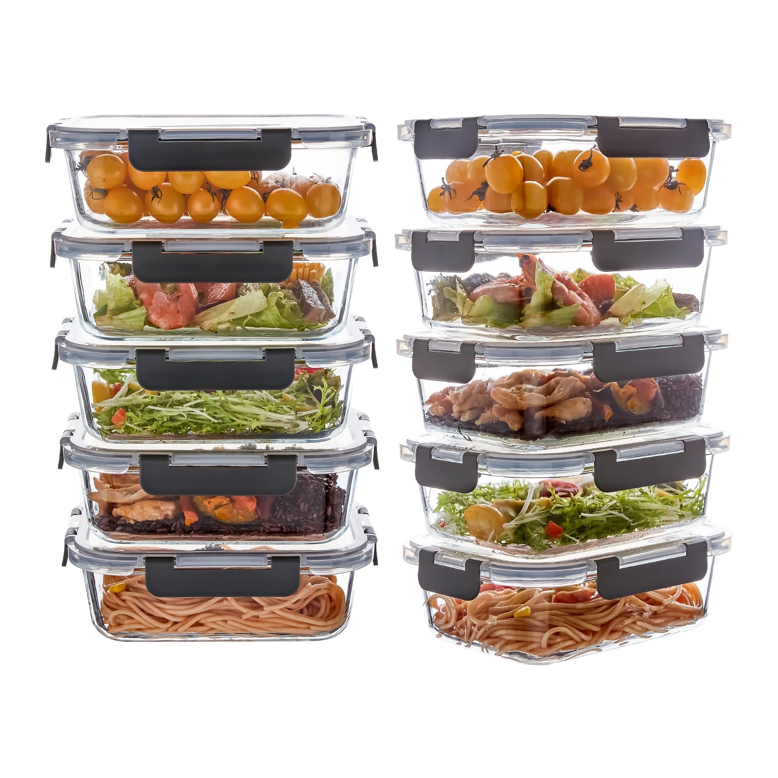 10 Pack 22 oz Glass Meal Prep Containers, Glass Food Storage Containers with …
