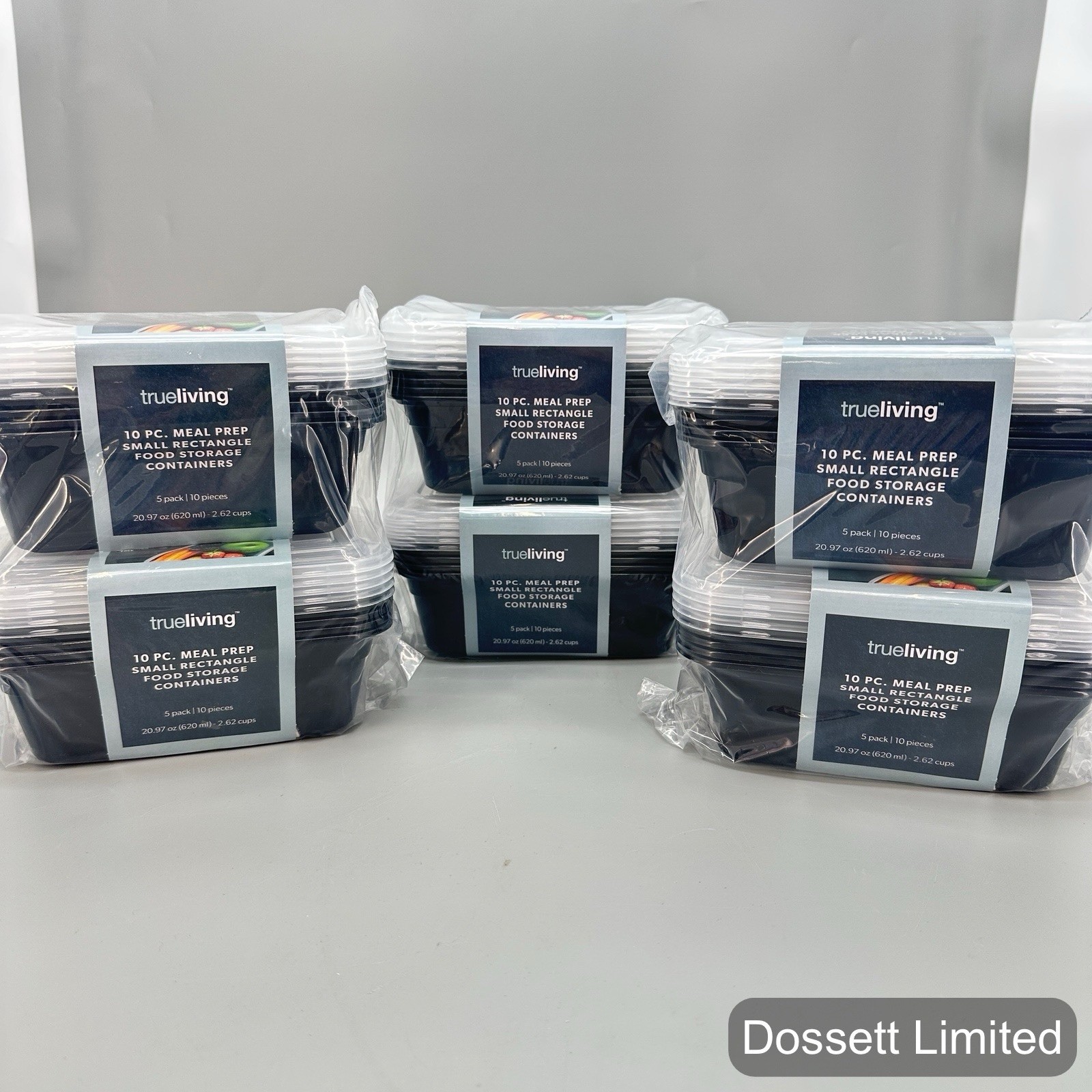 6- True Living Meal Prep Containers – Reusable- 10 pcs-5 Pack- Rectangle 20.97oz