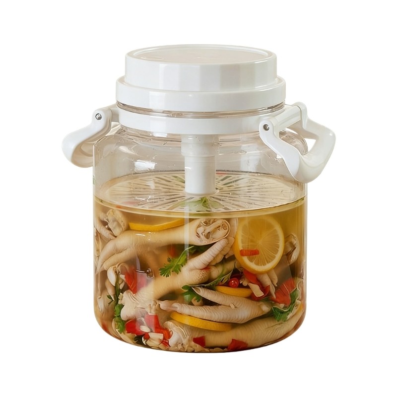 Transparent Pickle Jar With Detachable Press And Handle Fermentation Container