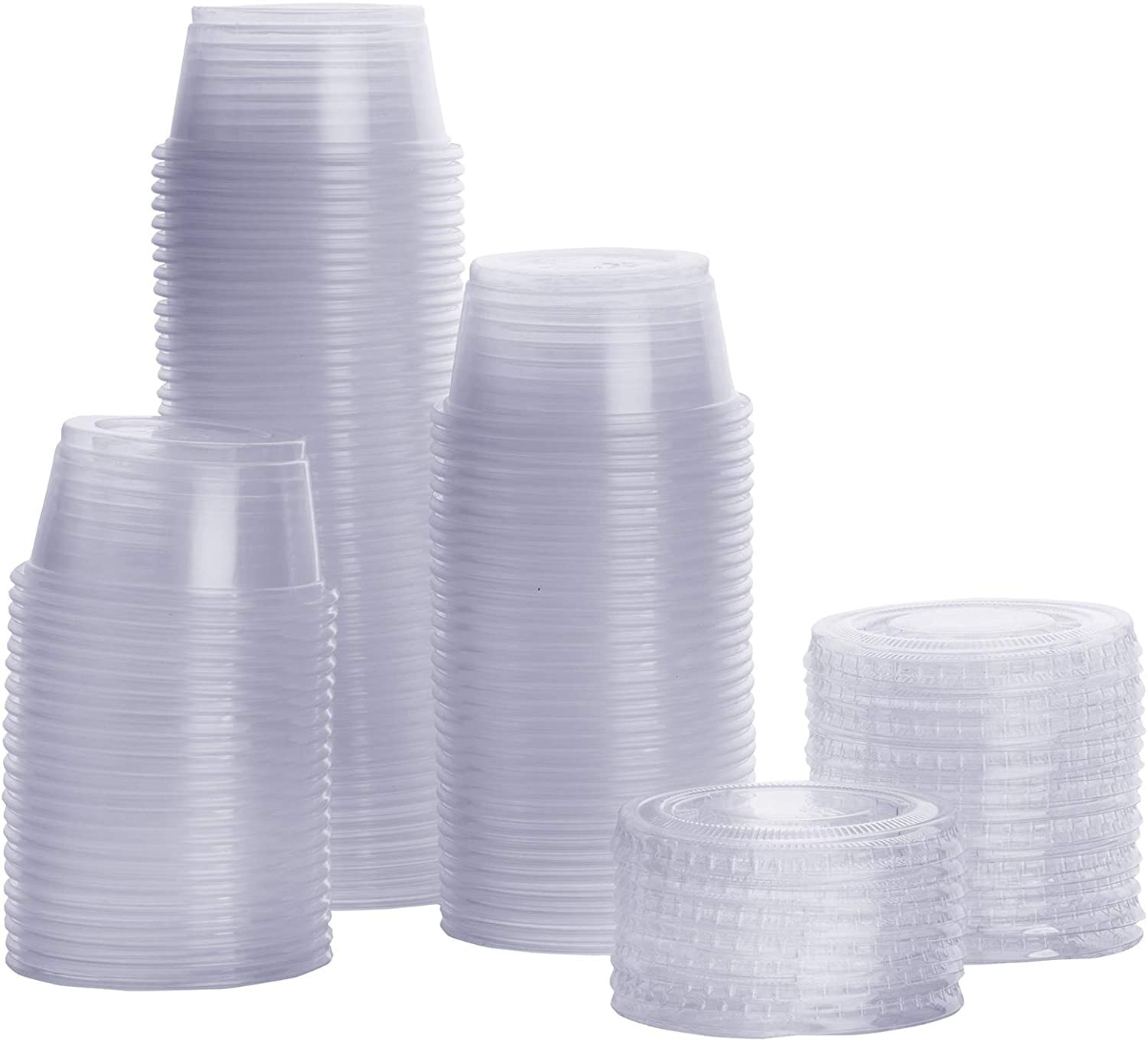 100 Plastic Deli Container Souffle Cup With Cover Lid Disposable Souffle Storage