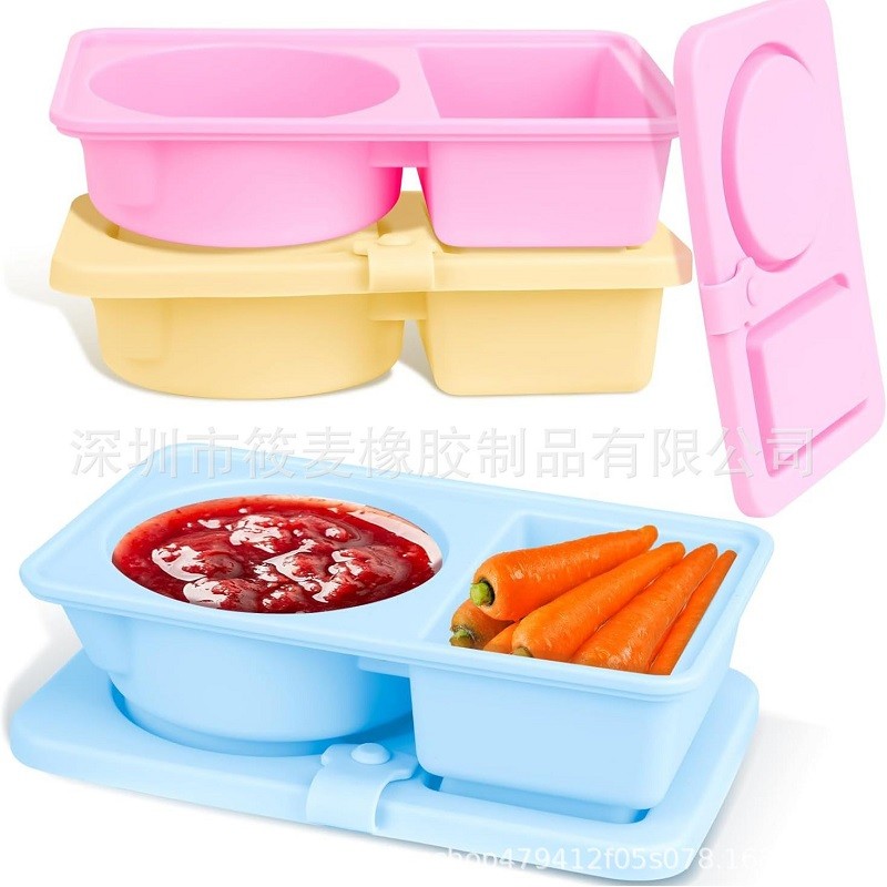 3Pcs 2 Compartment Food Storage Containers Portion Cups for School Work