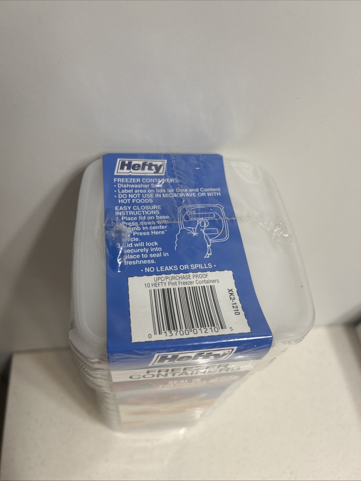 Vintage Hefty PINT Freezer Containers 10 Pack With Lids New Sealed Package