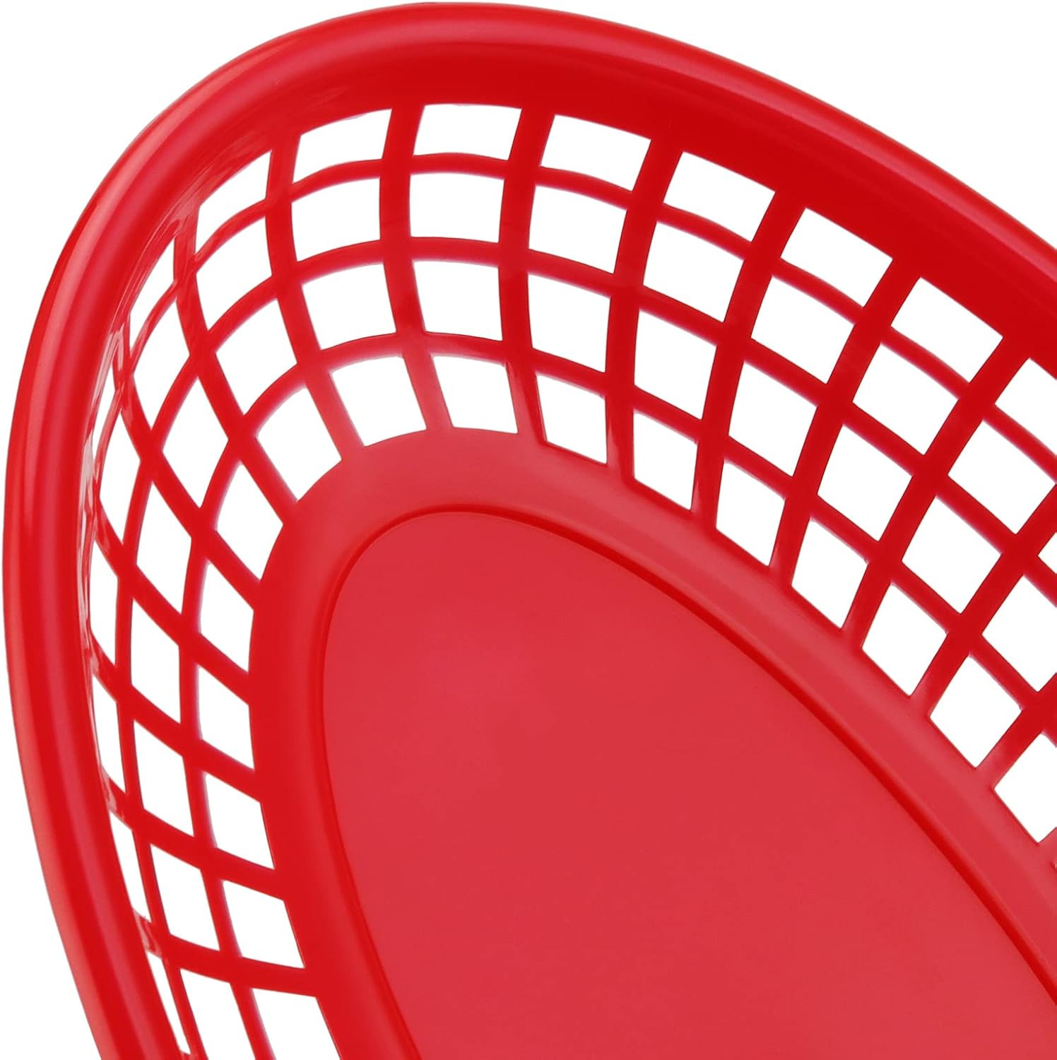 60 Pack 8.9 x 5.5 Inches Red Fast Food Baskets, Plastic Food Serving Baskets, Ov