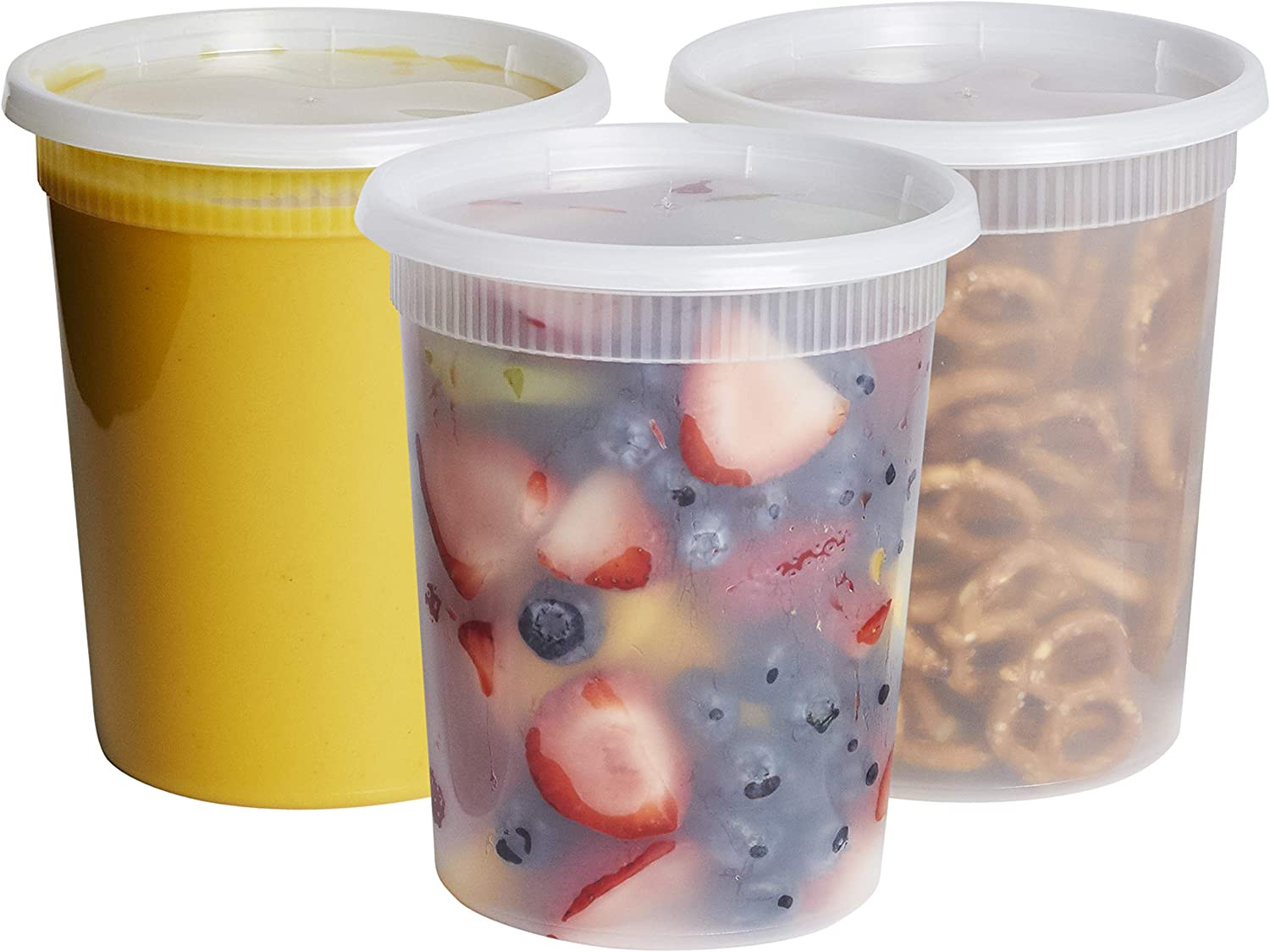 [32 Oz. – 24 Count Plastic Deli Containers with Lids – Disposable Food Storage C