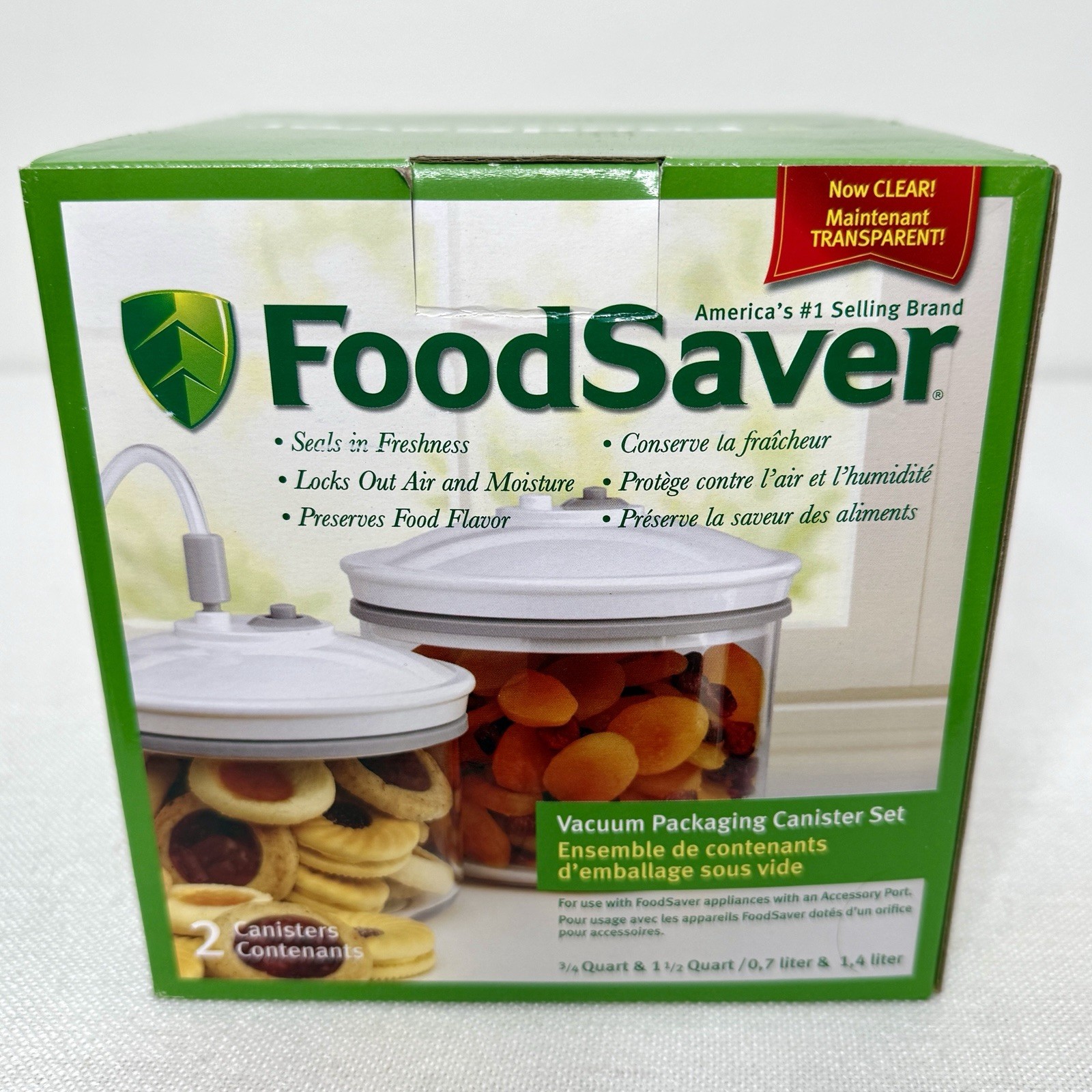 FoodSaver Vacuum Packaging Canister Set 3/4 & 1 .5 Quart with Lids NEW