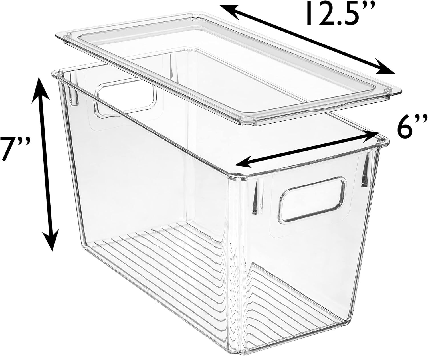Plastic Storage Boxes (with Lids),Pack of 8,Clear,12.5“x6” x7”, 9Liter Capacity