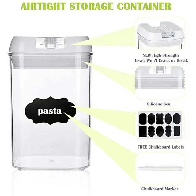 7 Pcs Airtight Food Storage Containers, BPA Free Plastic w/ 10 Labels & 1 Marker