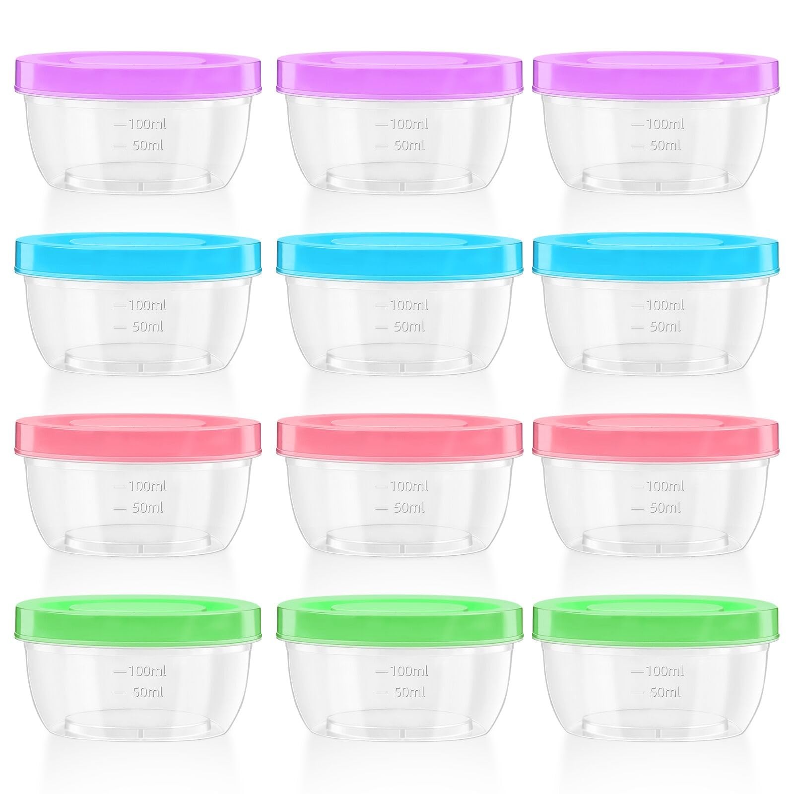 Zezzxu 5 oz Small Freezer Storage Containers 5 oz, Purple, Pink, Blue, Green
