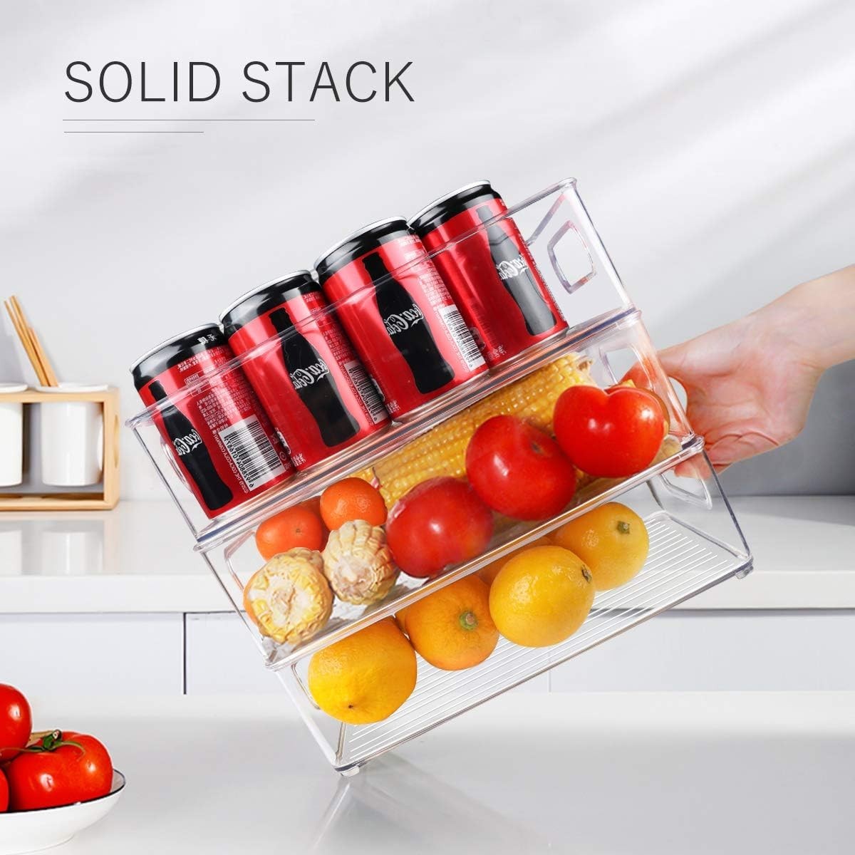 Refrigerator Organizer Bins Stackable Storage Containers with Handles 6 Pack