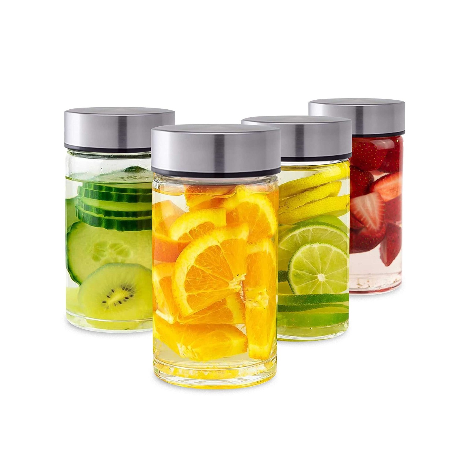Juice Bottles – 4 Pack Wide Mouth Glass Bottles with Lids – for Juicing,…