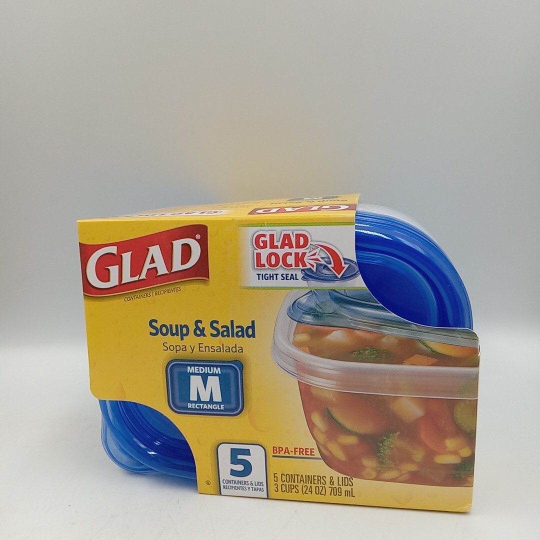 Gladware Soup & Salad Food Storage….. Containers for Everyday Use 5 Pack.. .CP