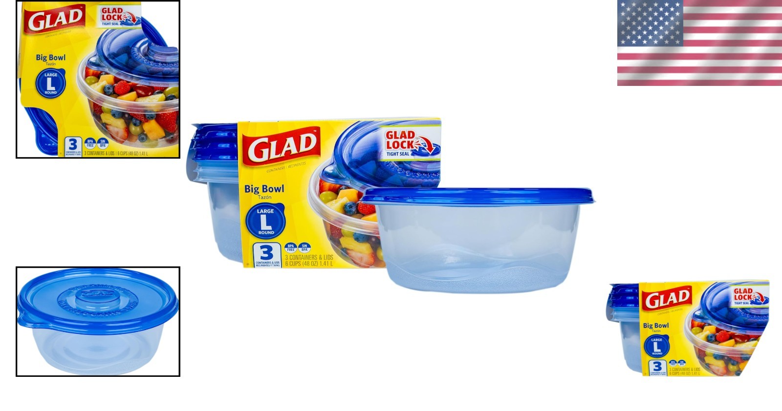 Reusable 48 Oz Large Round Containers with Snap Tight Lids – Ideal for Meal Prep