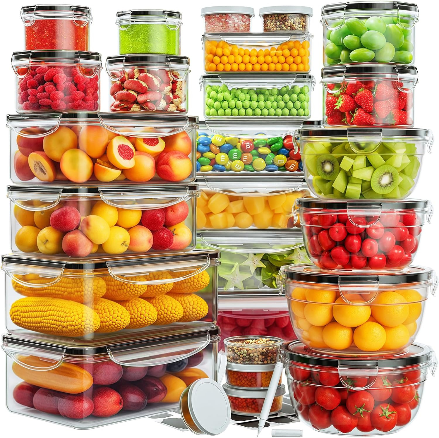 52 PCS Food Storage Containers with Lids Airtight (26 Lids & 26 Containers)- Reu