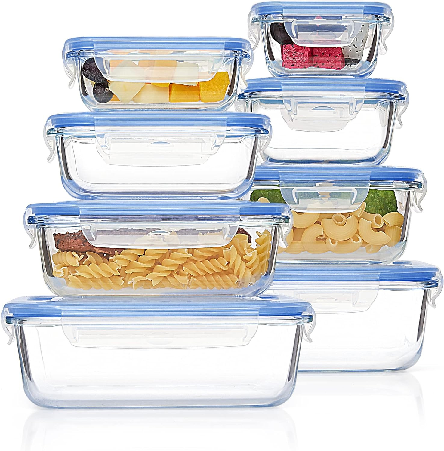 8 Pack Glass Meal Prep Container with Lids Snapware Lunch Containers for Food
