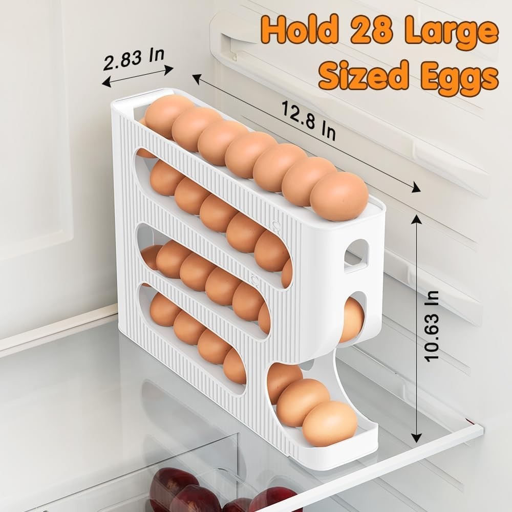 Automatic Rolling down Egg Holder, 2 Pack Egg Organizer Storage for Refrigera…