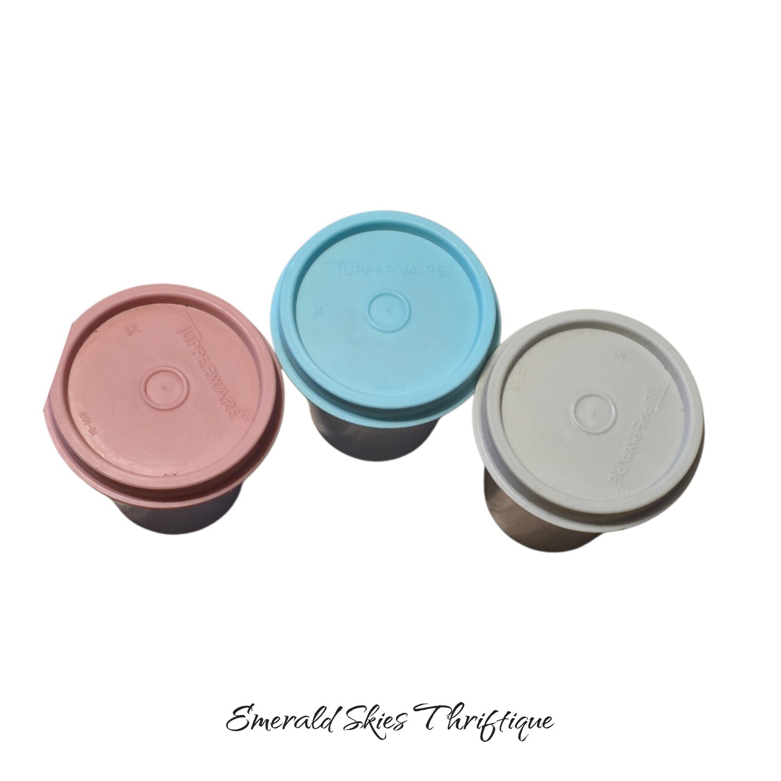 3 Tupperware Midgets 2oz Mini Condiment/Pill/Herb Containers clear free ship