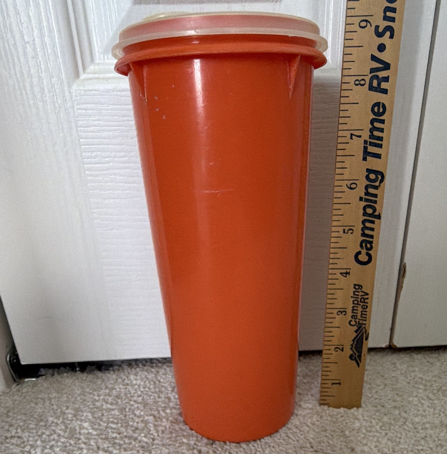 Tupperware Orange 2 qt Plastic Food Storage Container w/ Snap Lid, 2-Piece Set