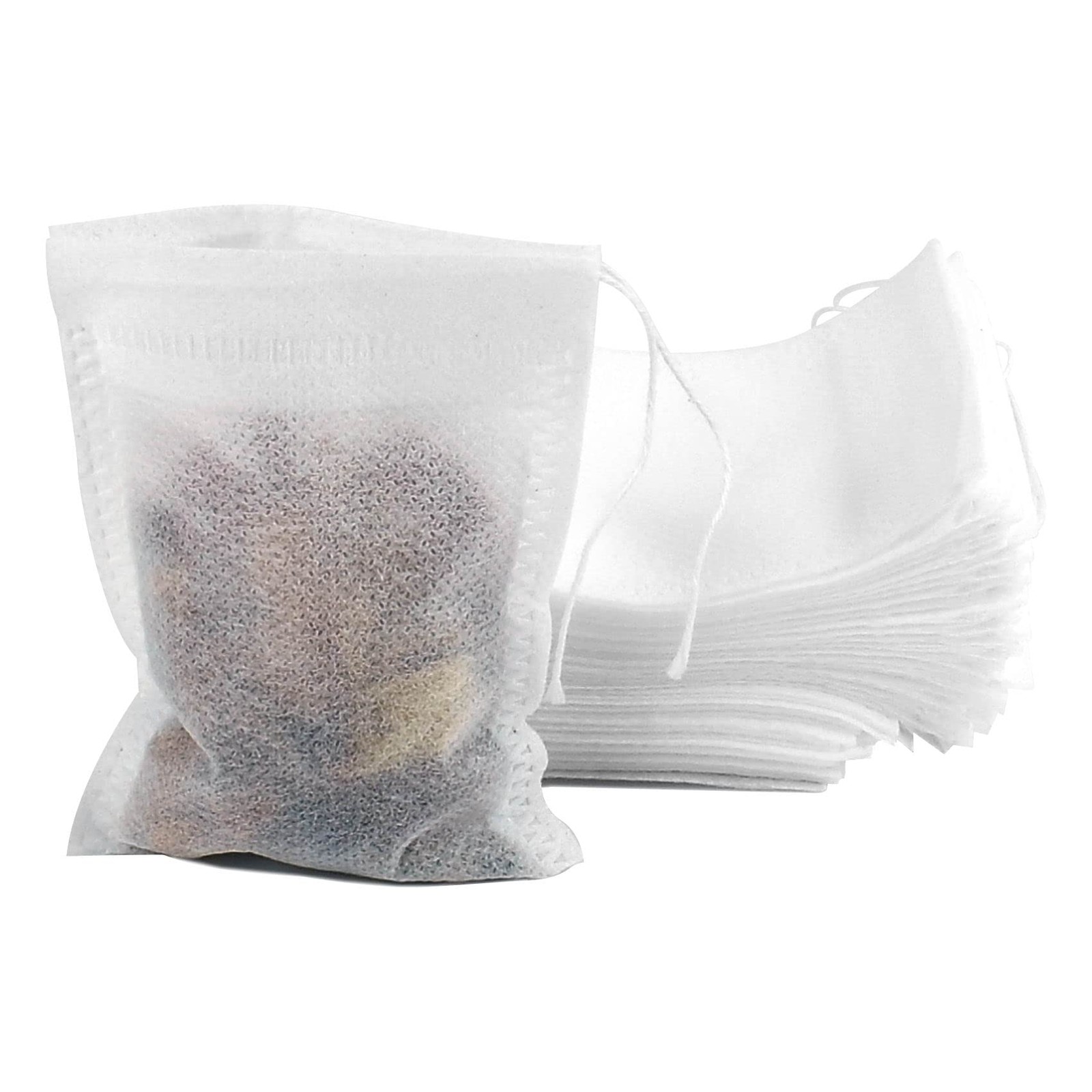 100 Pack Drawstring Bags, Disposable Small Mesh Bags 3.1 x 4 Inches, White