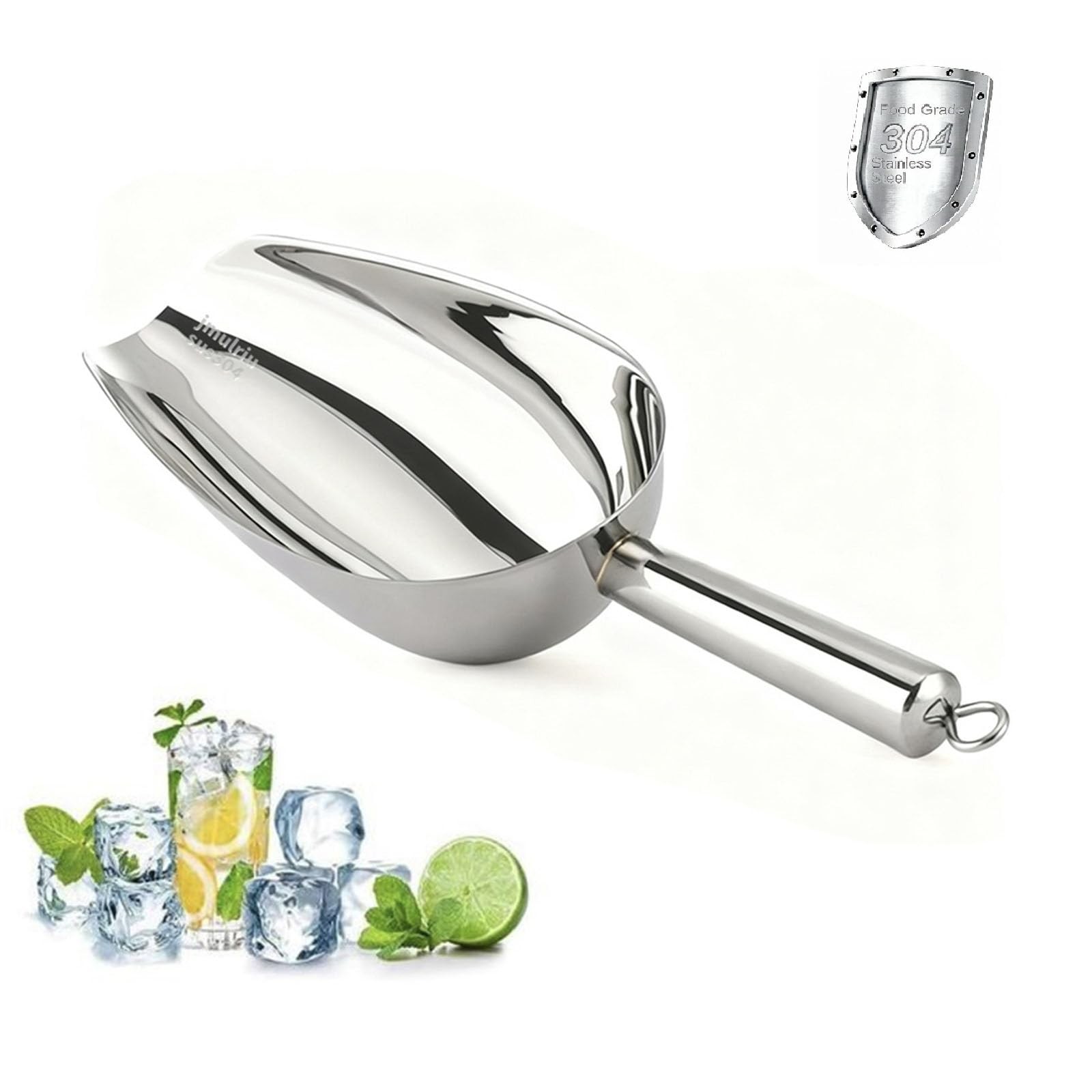 12 Oz 304 Stainless Steel Ice Scoop with Magnetic Hook – Heavy Duty Commercia…